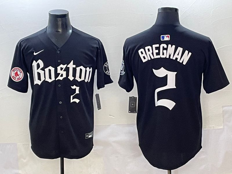 Men 2025 Boston Red Sox 2 Bregman Black Five generations Joint Name Nike MLB Jersey style 14